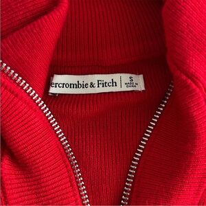 Abercrombie & Fitch Bright Red Ribbed Zip sweater bodysuit